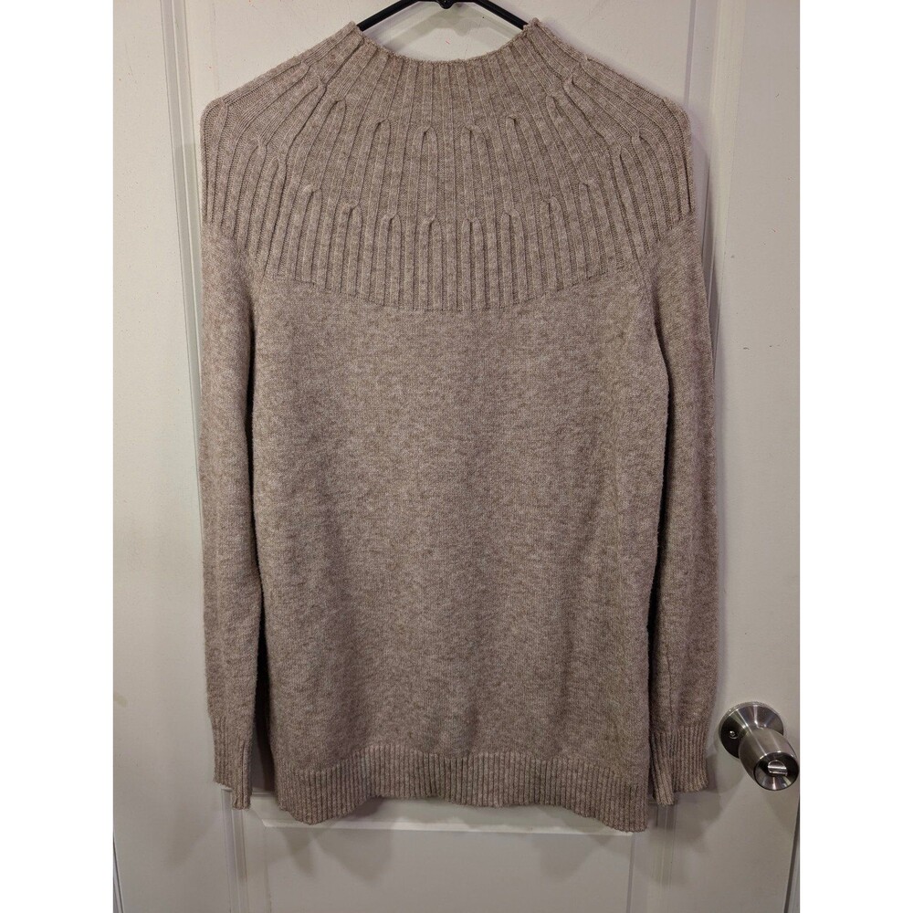 Women's Anthropologie Mockneck Split Hem Tunic Style Sweater Brown Small